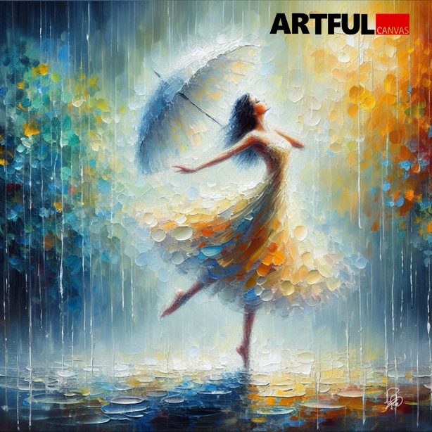 Dancing in the Rain - Impressionist Art Print