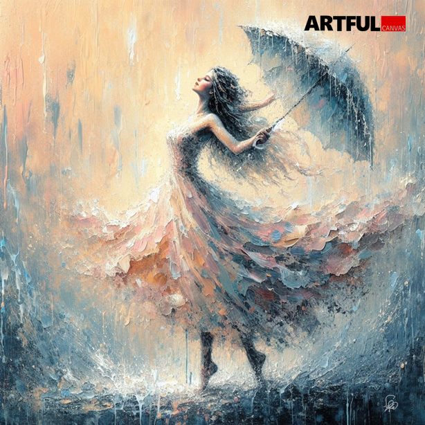 Dancing in the Rain - Romantic Impressionist Art Print