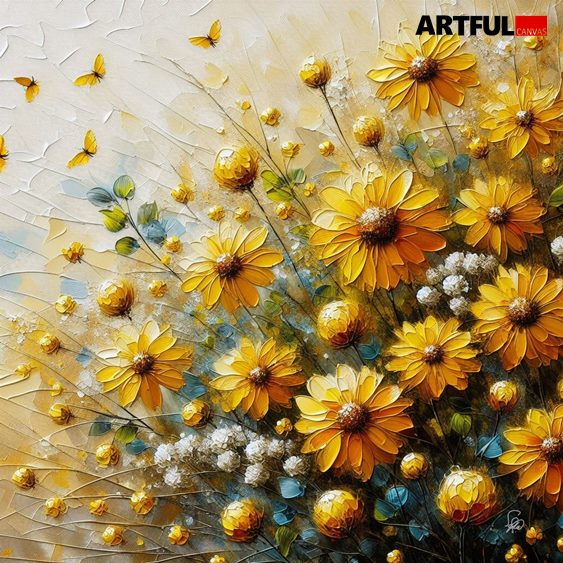 Golden Butterflies in Bloom Fine Art Print