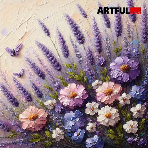 Lavender Garden with Butterflies Fine Art Print