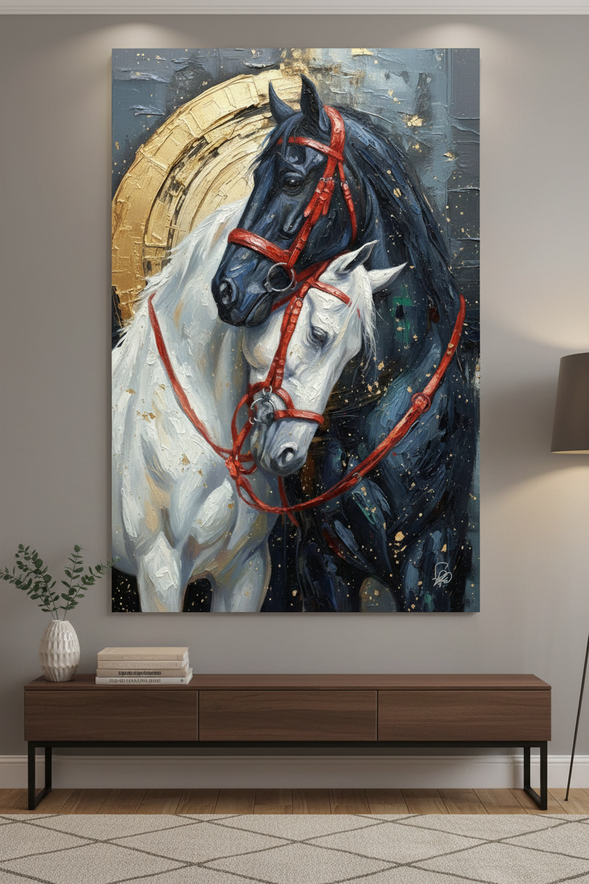 Eternal Bond - Black and White Horses