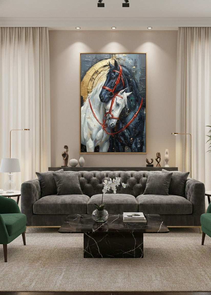 Eternal Bond - Black and White Horses