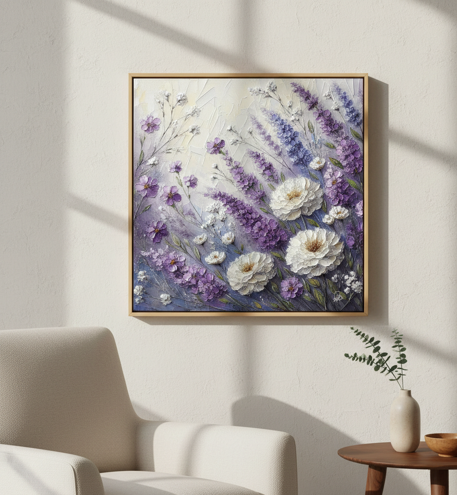 Lavender Dreams with White Peonies Fine Art Print