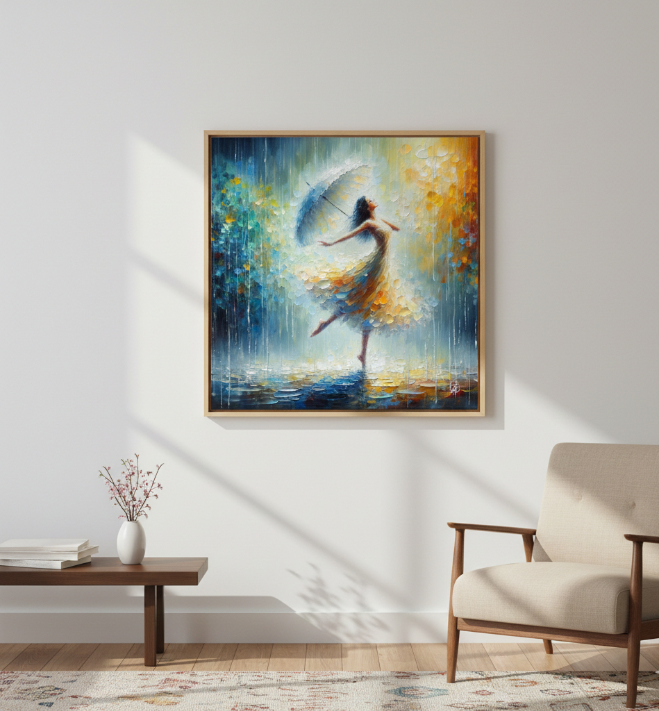 Dancing in the Rain - Impressionist Art Print