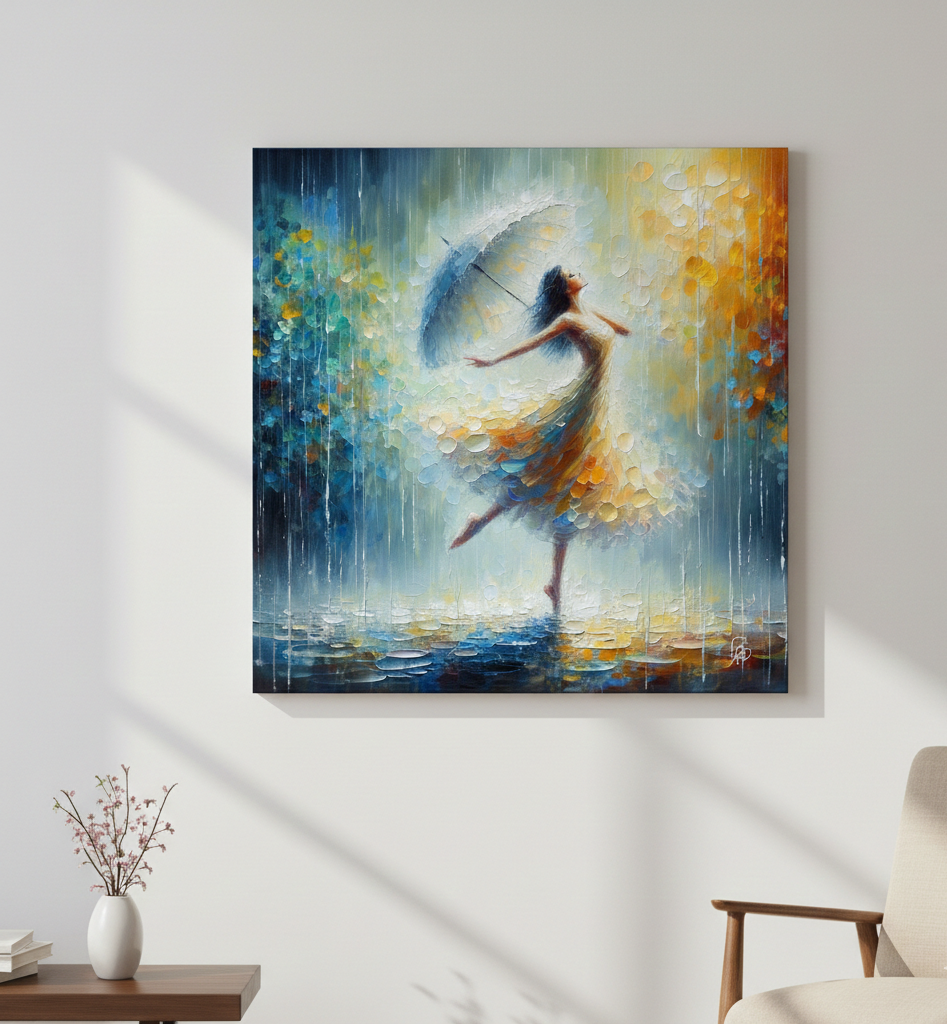 Dancing in the Rain - Impressionist Art Print