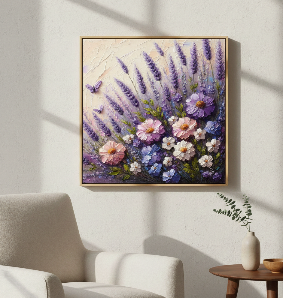 Lavender Garden with Butterflies Fine Art Print