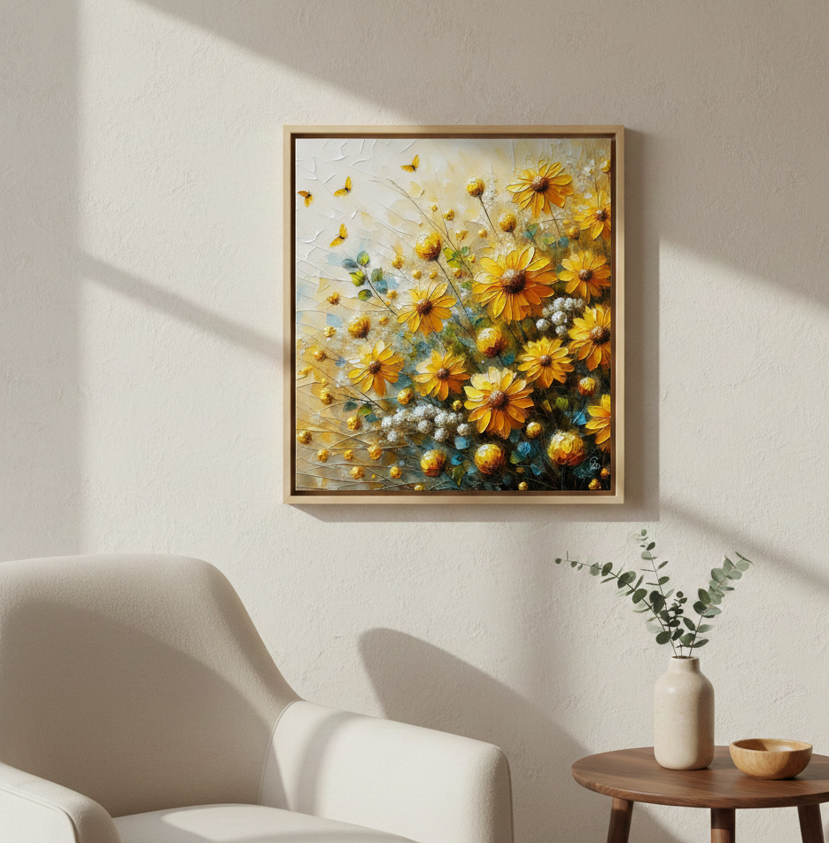 Golden Butterflies in Bloom Fine Art Print