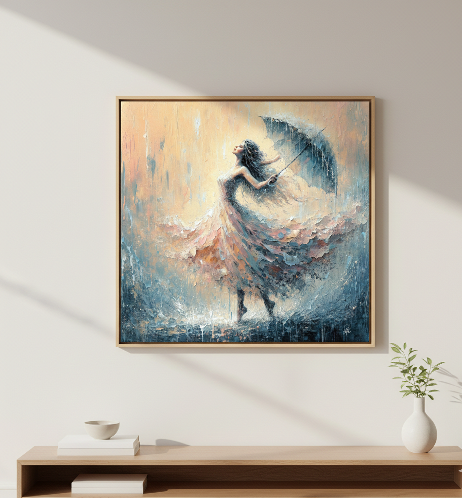 Dancing in the Rain - Romantic Impressionist Art Print