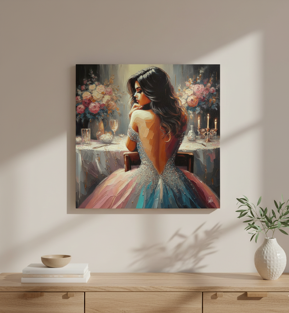 Evening Elegance - Woman in Gown Art Print