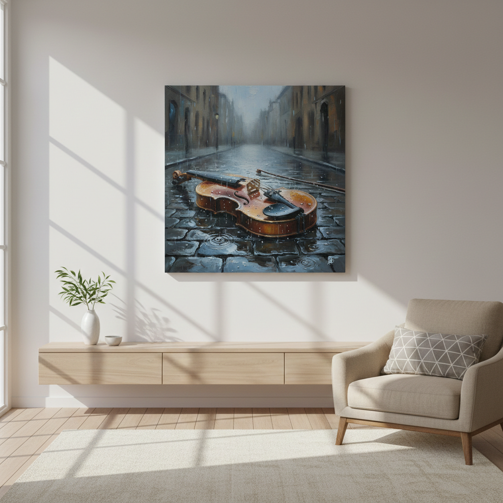 Rainy Sonata - Violin in the Rain Art Print