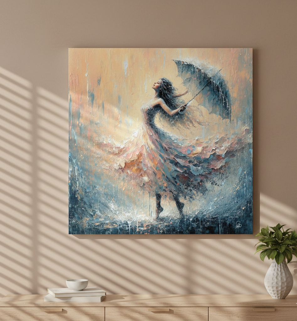 Dancing in the Rain - Romantic Impressionist Art Print