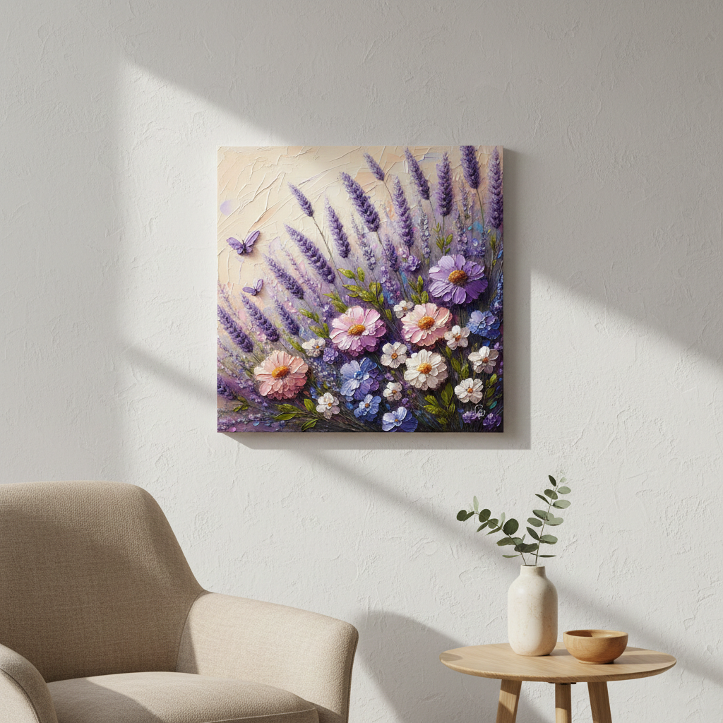 Lavender Garden with Butterflies Fine Art Print