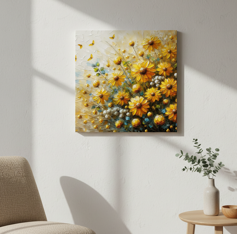 Golden Butterflies in Bloom Fine Art Print