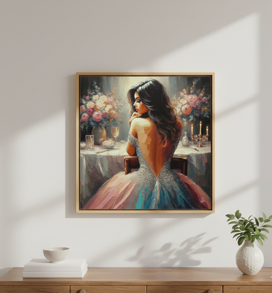 Evening Elegance - Woman in Gown Art Print