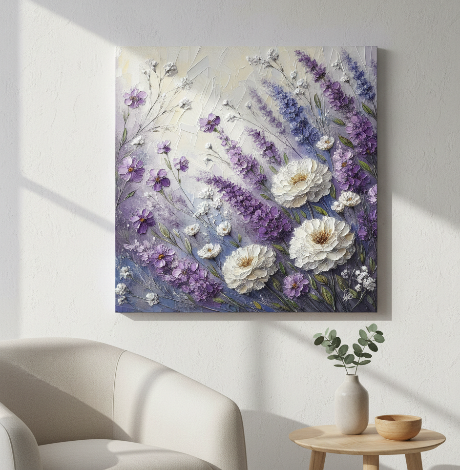 Lavender Dreams with White Peonies Fine Art Print
