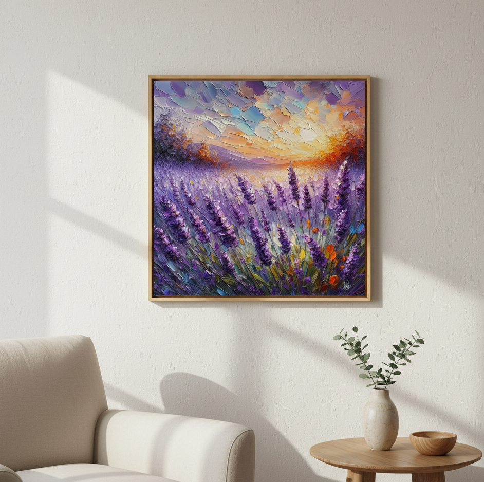 Lavender Fields at Sunset - Impressionist Art Print