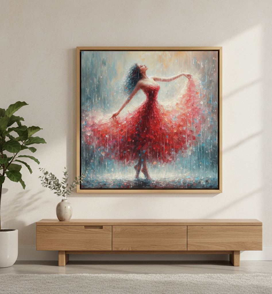 Dancing in Crimson Rain - Impressionist Art Print