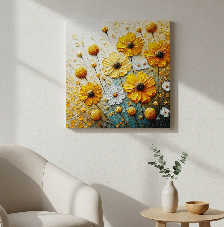 Sunshine Blooms Textured Floral Fine Art Print