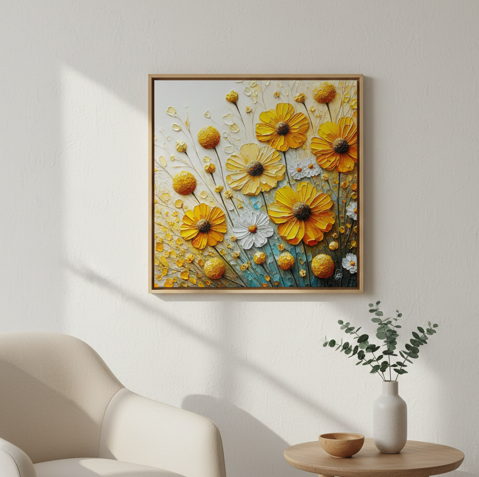 Sunshine Blooms Textured Floral Fine Art Print